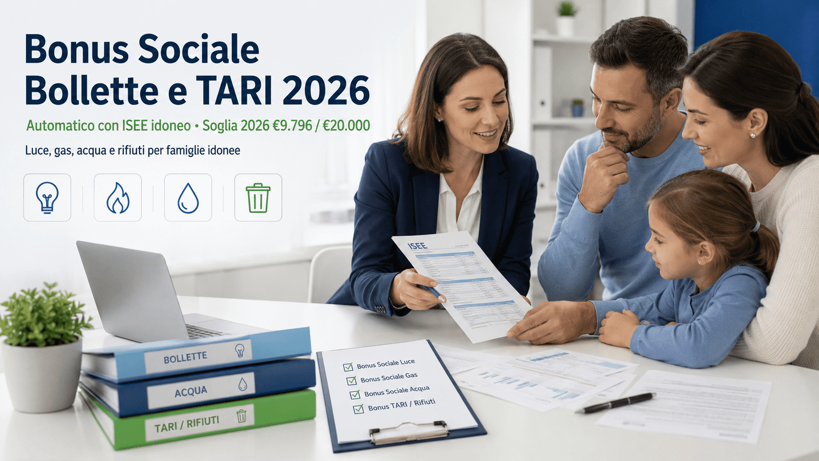 Bonus sociale 2026: sconti su bollette e TARI con ISEE