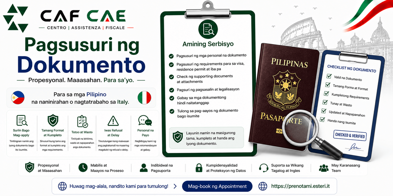 Pagsusuri ng Dokumento (Italy) - CAF CAE