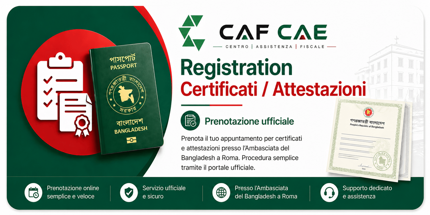 Registrazione Certificati / Attestazioni (Italy) - CAF CAE