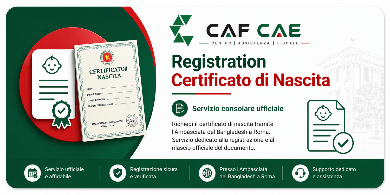 Registrazione Certificato di Nascita (Italy) - CAF CAE