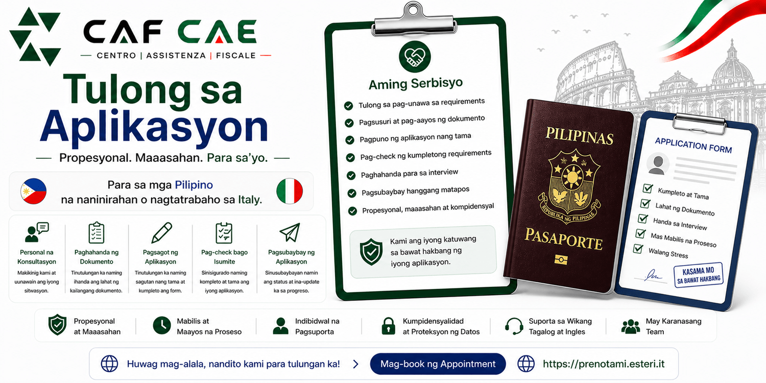 Tulong sa Aplikasyon (Italy) - CAF CAE