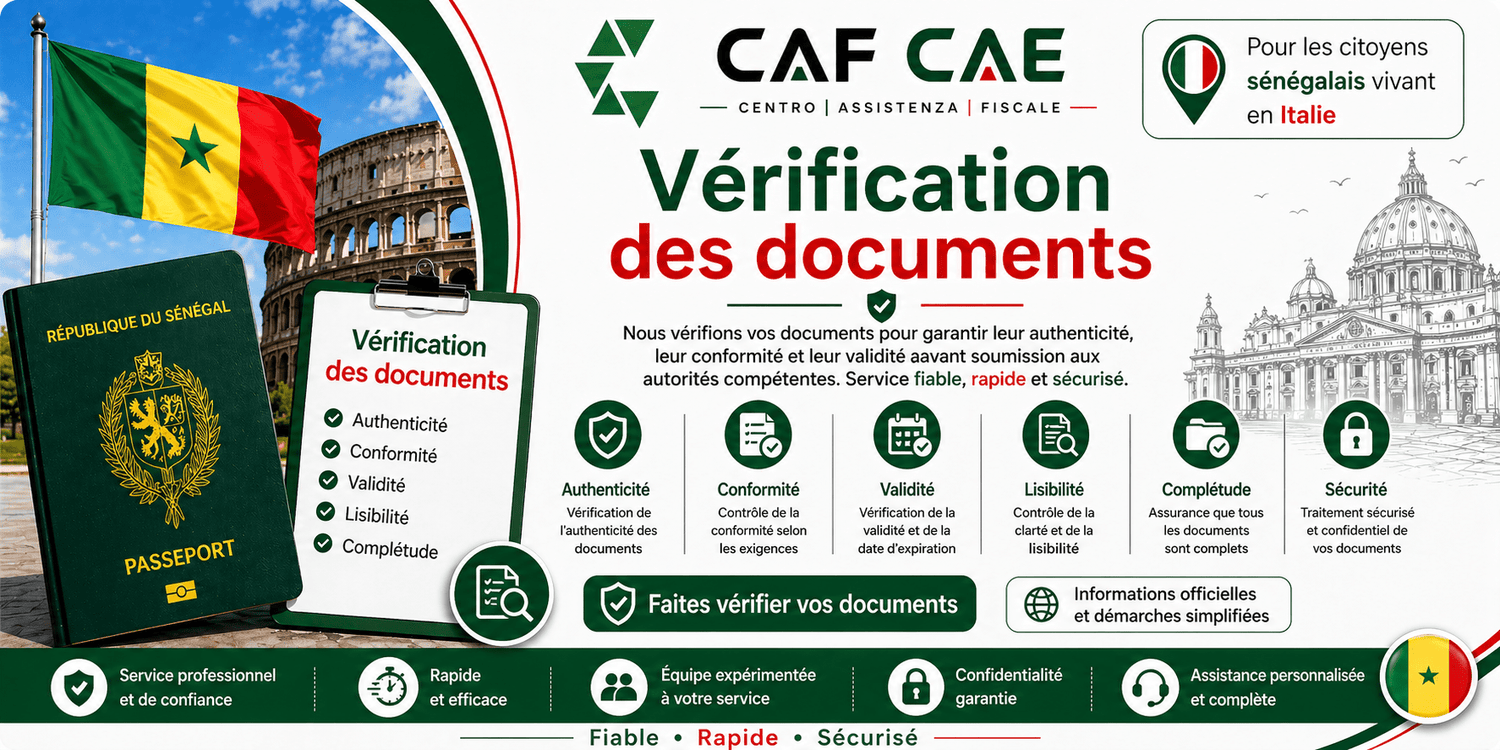 Vérification des documents (Italie) - CAF CAE